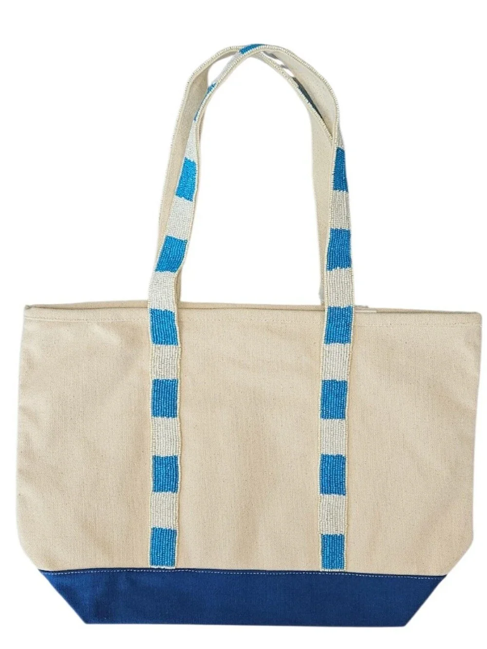 NWT Handcrafted in India Beaded Lobster Canvas Tote –Viral Coastal Statement Bag